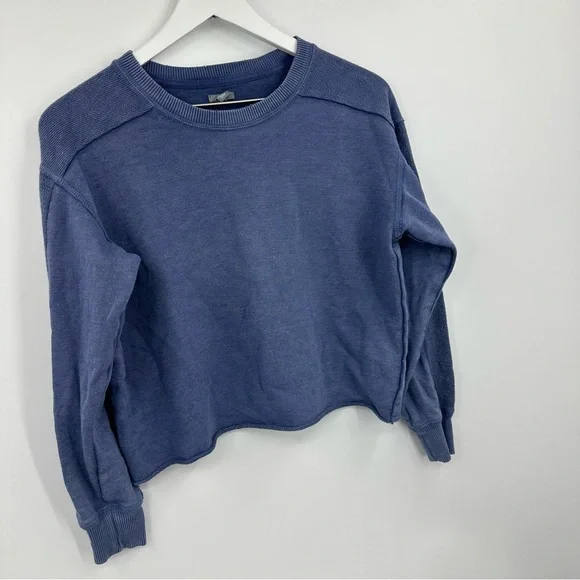 Aerie Blue Cropped Sweatshirt Size Small - Picture 2 of 7